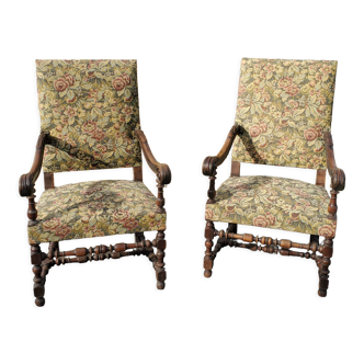 Pair of armchairs style Louis XIII