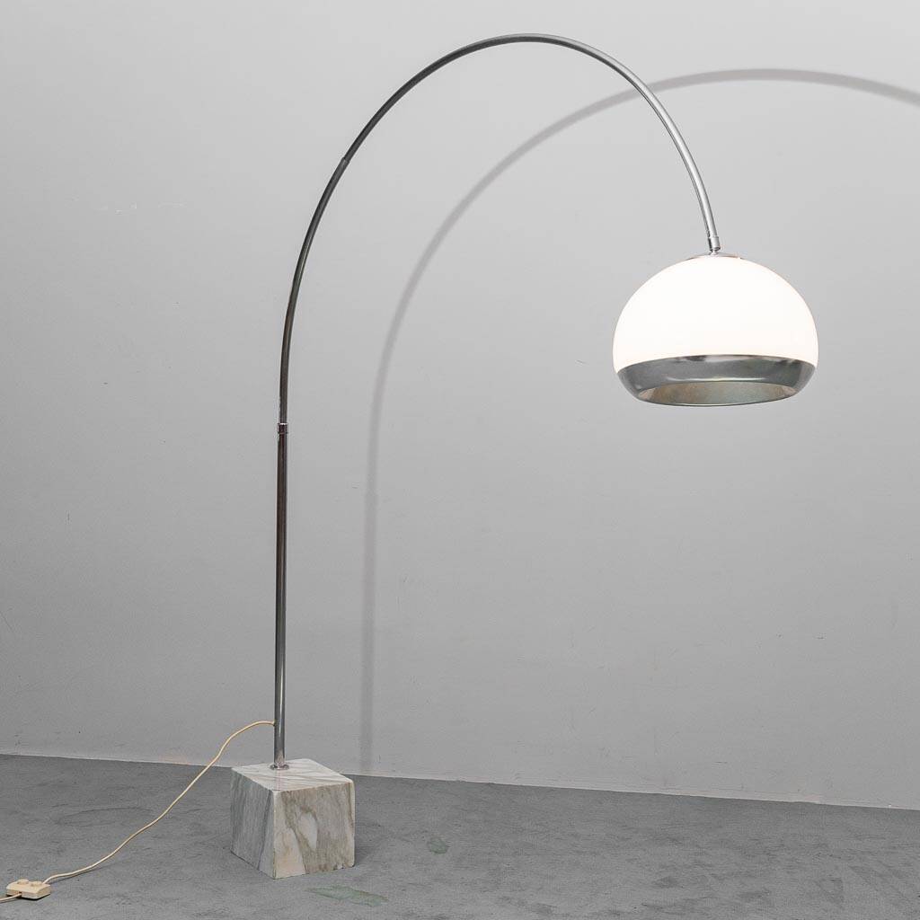 Harvey Guzzini arc floor lamp 1970s vintage modernism