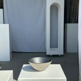 Duo of gray Indonesian ceramic bowls or salad bowls