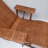Chaise longue ancienne en rotin  tressé 1900