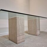 Italian Travertine Diningtable with Glass Top 1970s