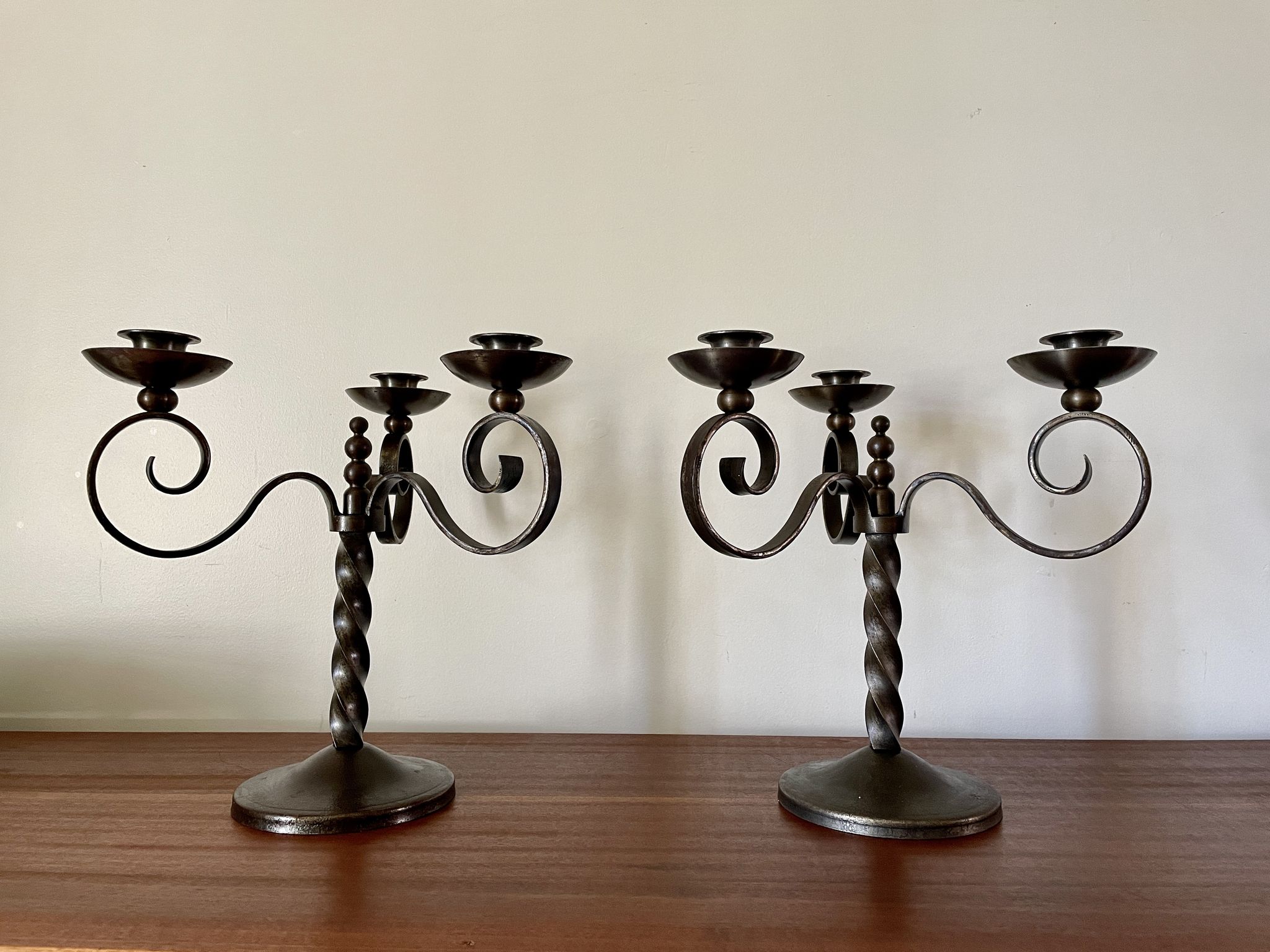 Pair of brutalist candelabra by Charles Piguet 1930