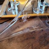 Romanart champagne flutes, mouth-blown, engraved grapes