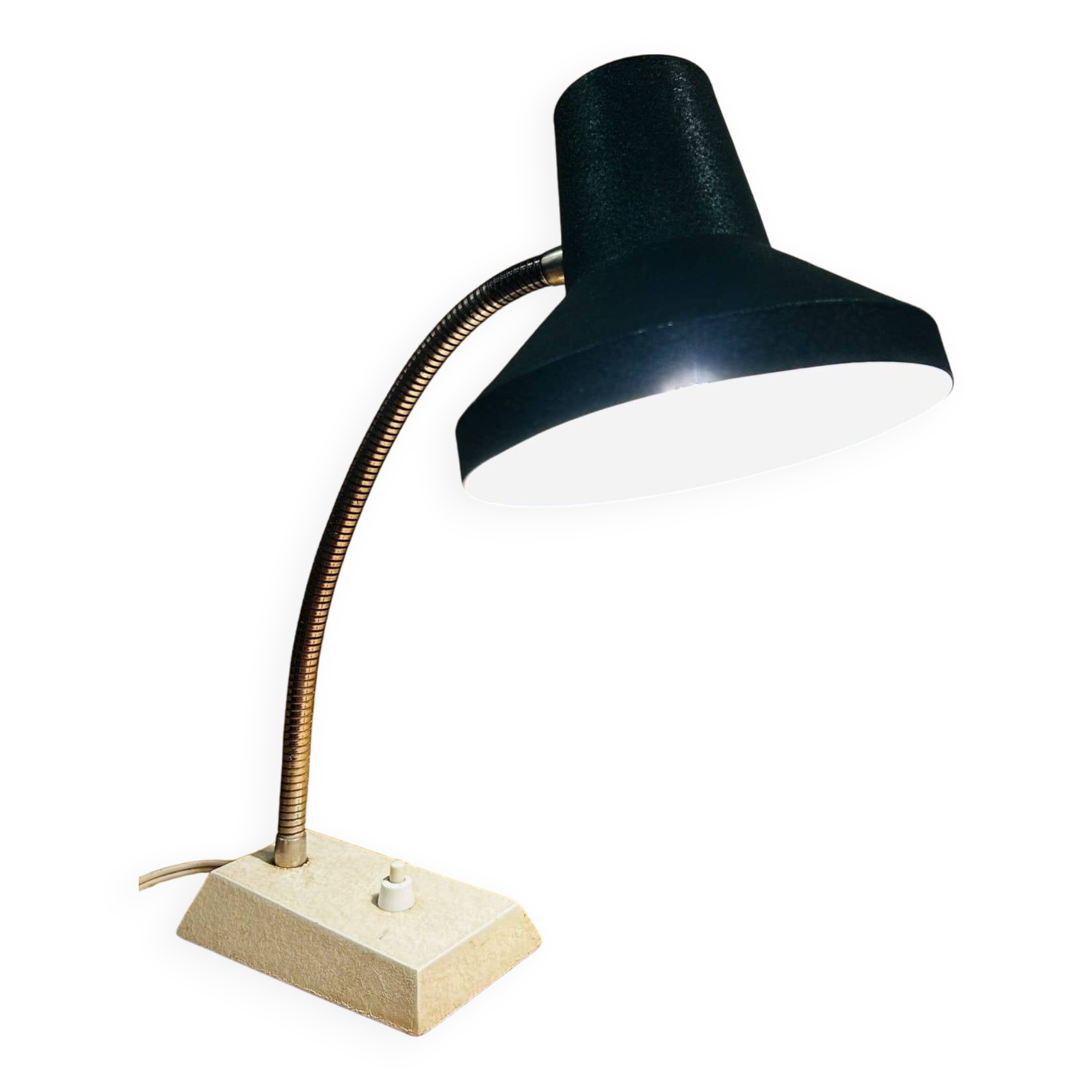 Vintage green and white desk lamp