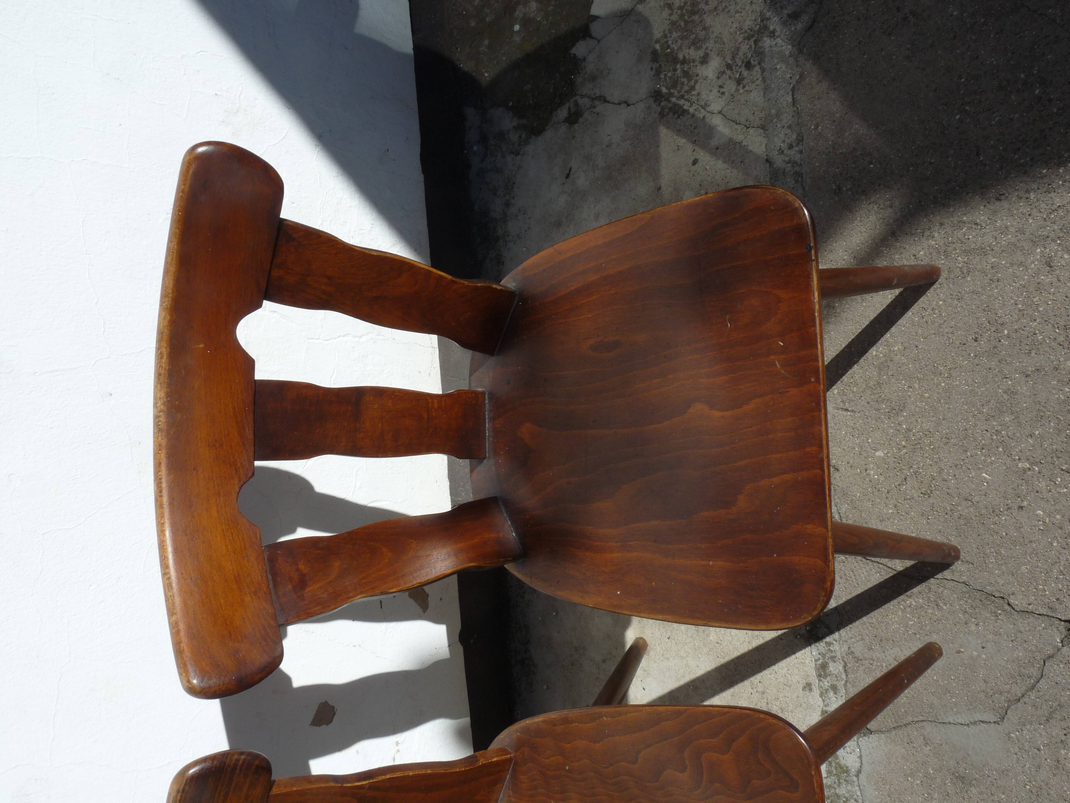 Lot of 4 wooden bistro chairs - 70s 80s 90s