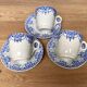 Set of 3 tea cups and their earthenware cups