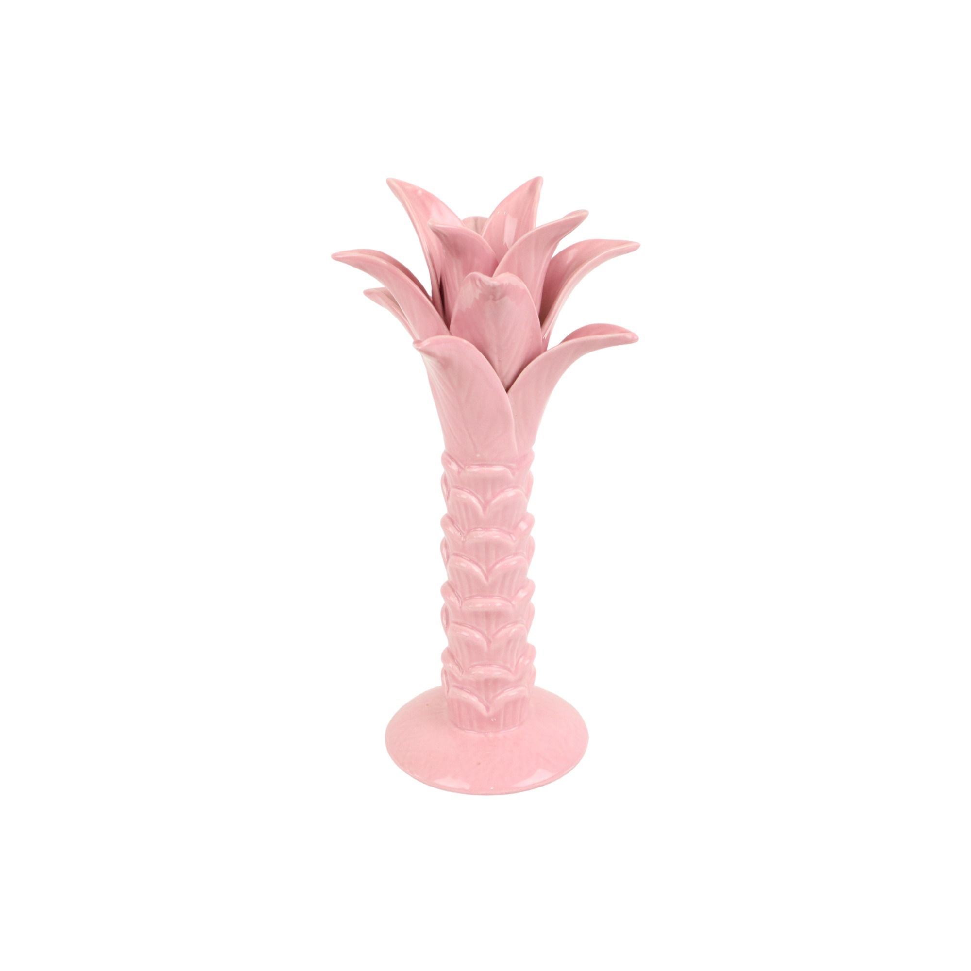 Vintage pink vase palm tree martan portugal 701 crackle porcelain 31cm