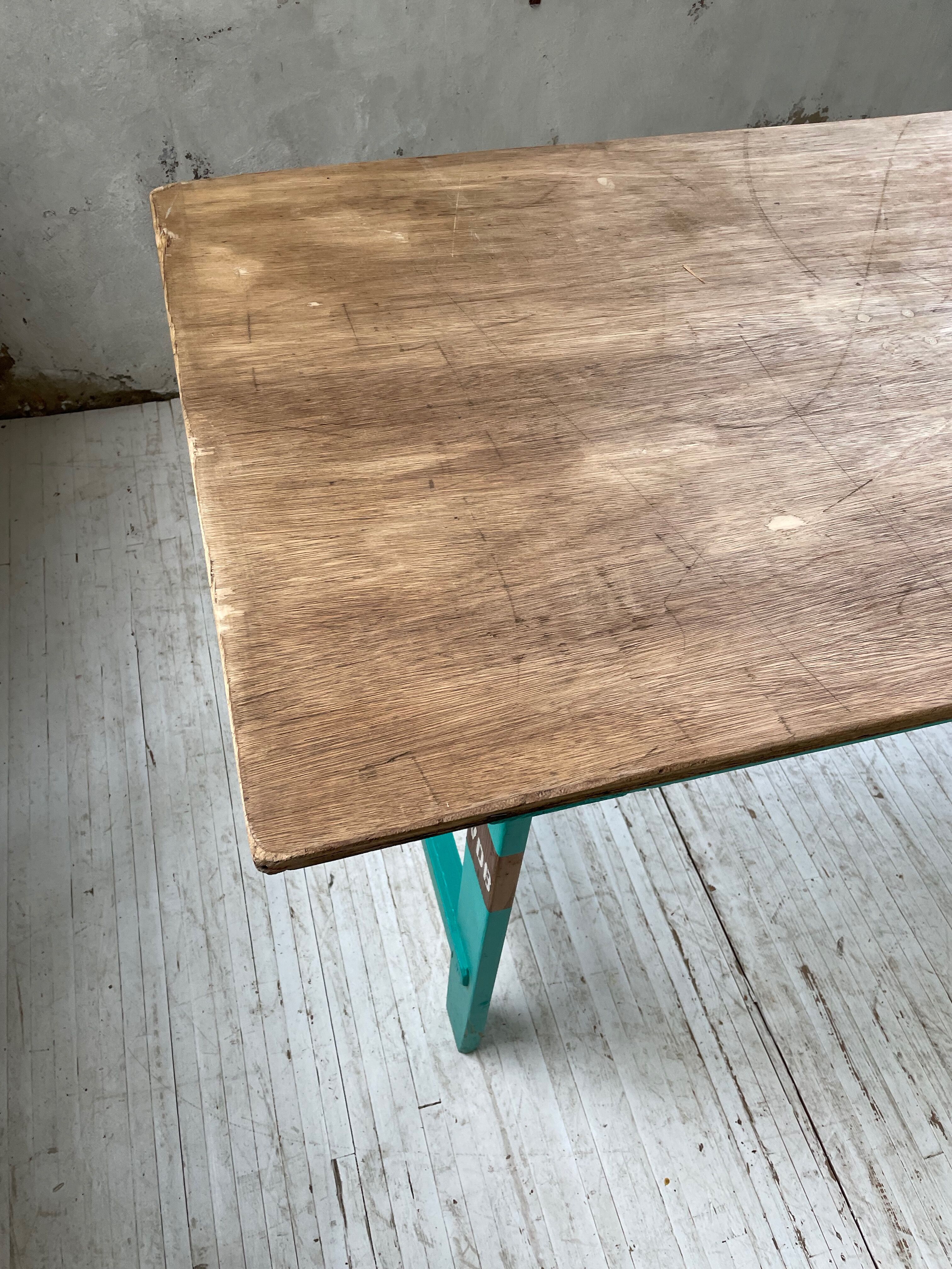 Vintage guinguette table 230 cm green