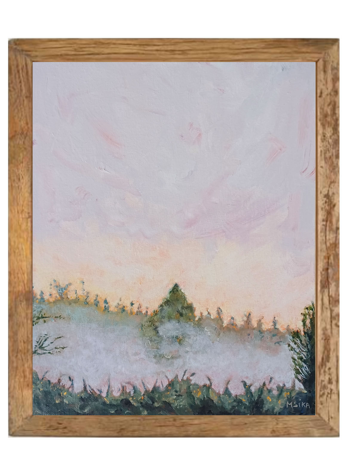 Peinture, l'arbre et la brume.