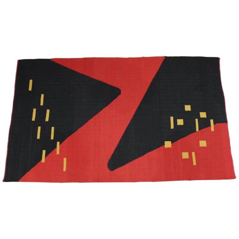 Tapis kilim géométrique moderniste, années 1950