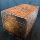 Old wooden chest with carved rosettes regionalism folk art