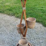 Rattan and bamboo plant holder from the 50s