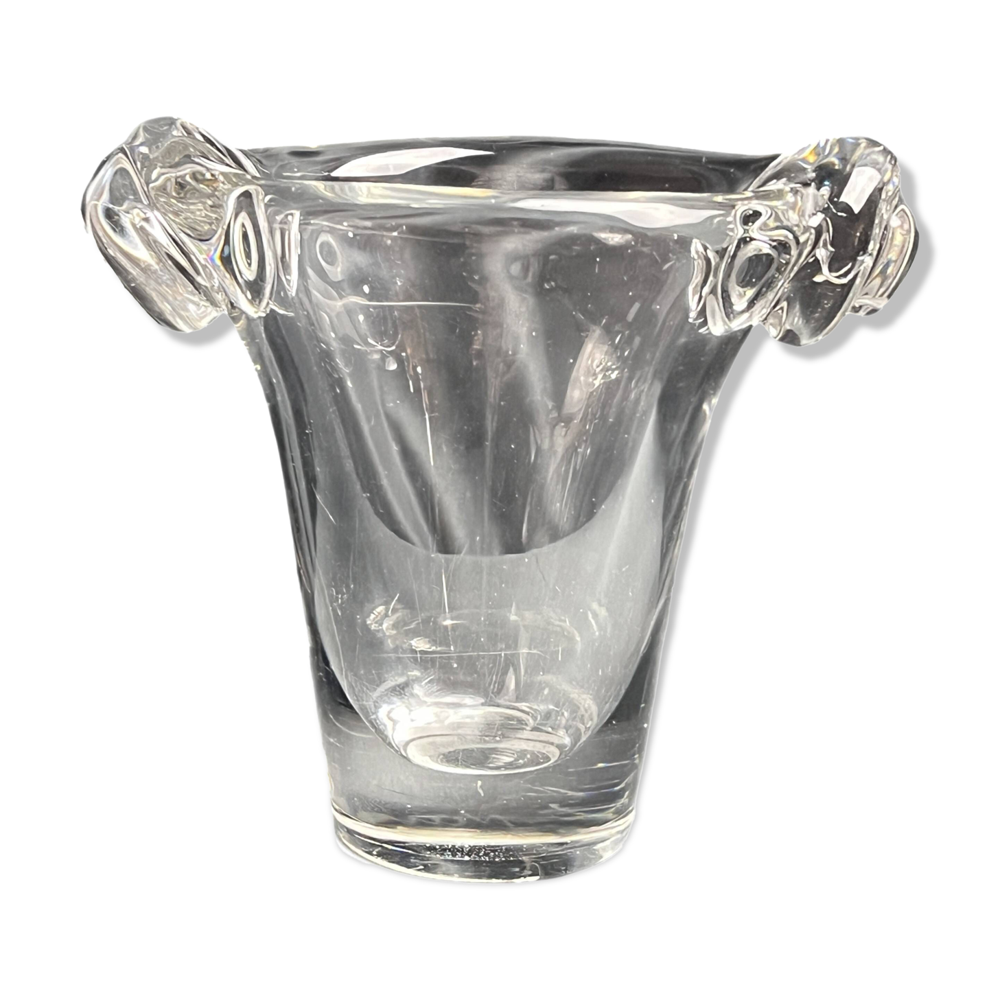 Daum, crystal vase with coiled sockets circa 1970