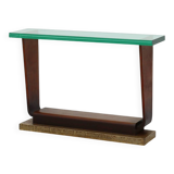 Console sculpturale Art Déco française avec plateau en verre, vers 1925