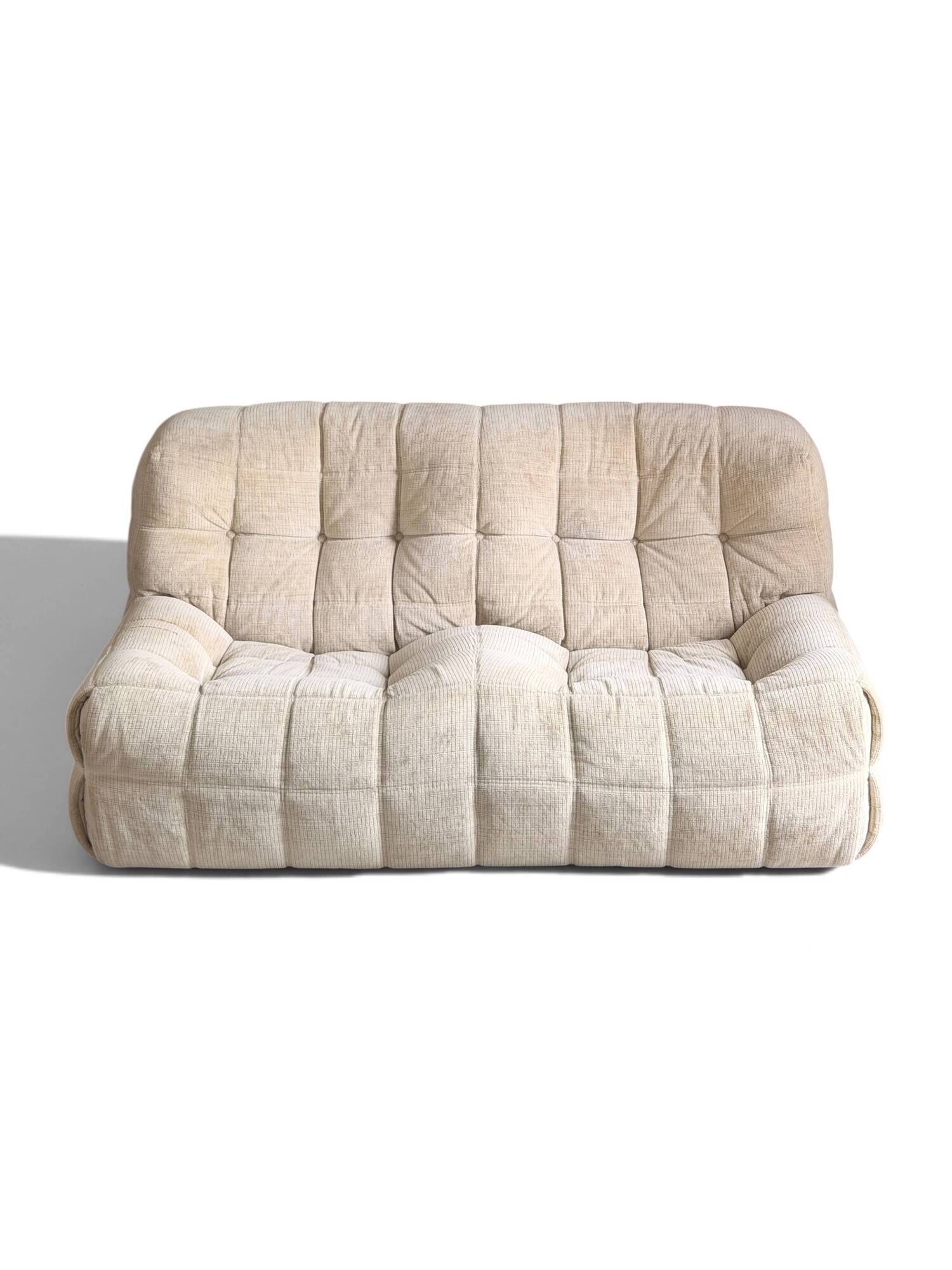 Michel Ducaroy Kashima 2-seater sofa in ecru velvet, Ligne Roset