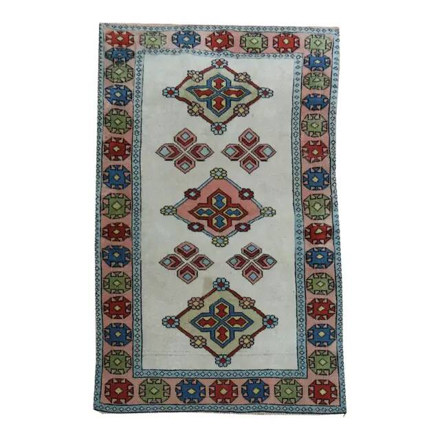 1970s vintage Turkish Oushak handmade wool cotton orange runner rug 101x148