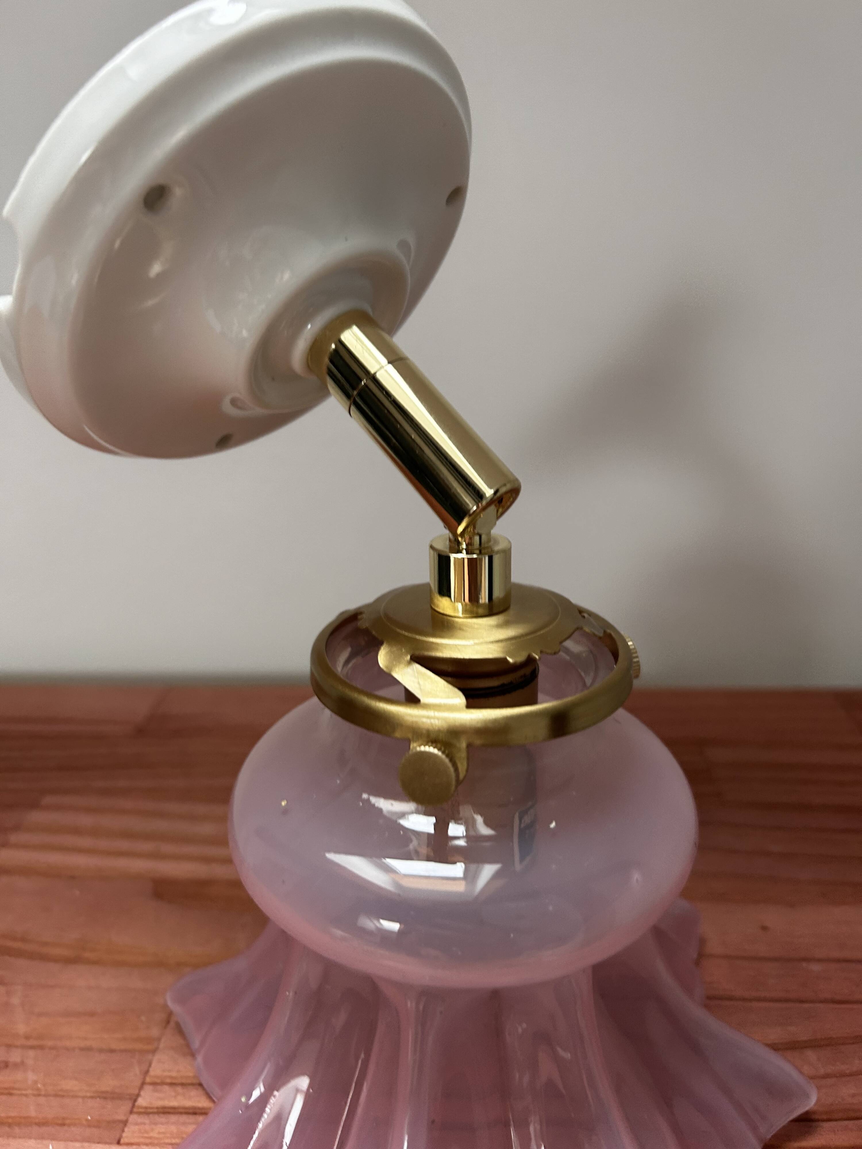 Vintage ceramic and glass tilting wall light