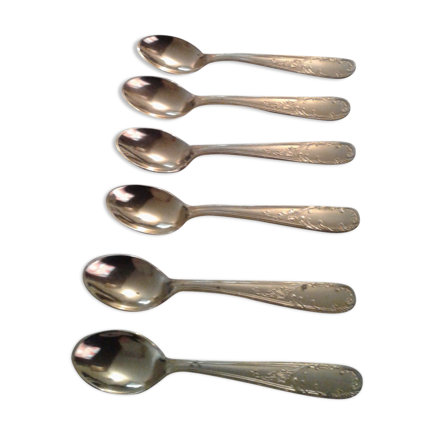 Box 6 small spoons, golden gold fin, style Louis XV