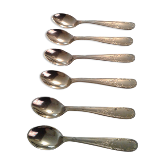 Box 6 small spoons, golden gold fin, style Louis XV