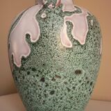 Large vase in glazed ceramic and "fat lava", signed Bruno Dose, design from the 50s/60s