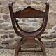 Dagobert armchair curule hard carved walnut demon head detail 3675