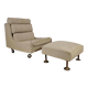 Steiner-Paris, green cloth armchair and ottoman, circa 1950/1960