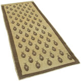 1950s hand-knotted unique turkish beige rug 88 cm x 215 cm