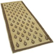 1950s hand-knotted unique turkish beige rug 88 cm x 215 cm