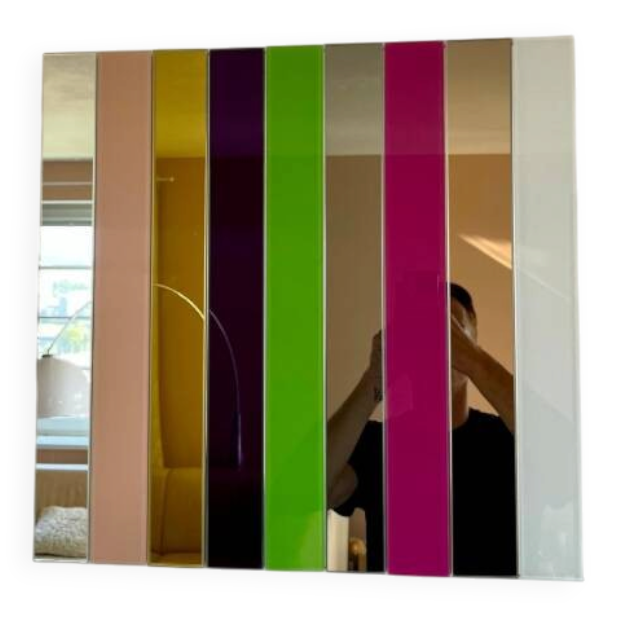 Andrea Lussoli — sculptural wall mirror in coloured glass, signed