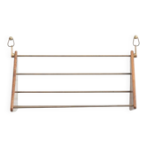 Wall-mounted walnut bookshelf by Carl Auböck, 1950s