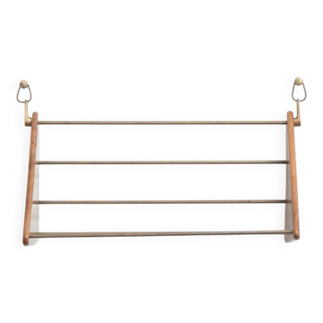 Wall-mounted walnut bookshelf by Carl Auböck, 1950s