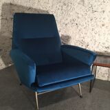 Pair of chairs of Guy Besnard in blue velvet