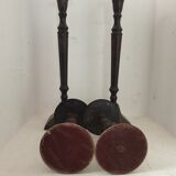 Two pairs of patinated brass candle holders