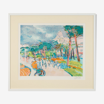 Lithographie couleur Hafenpromenade