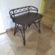 Vintage children's desk console bamboo rattan curved wood Thonet style 80s dark mahogany