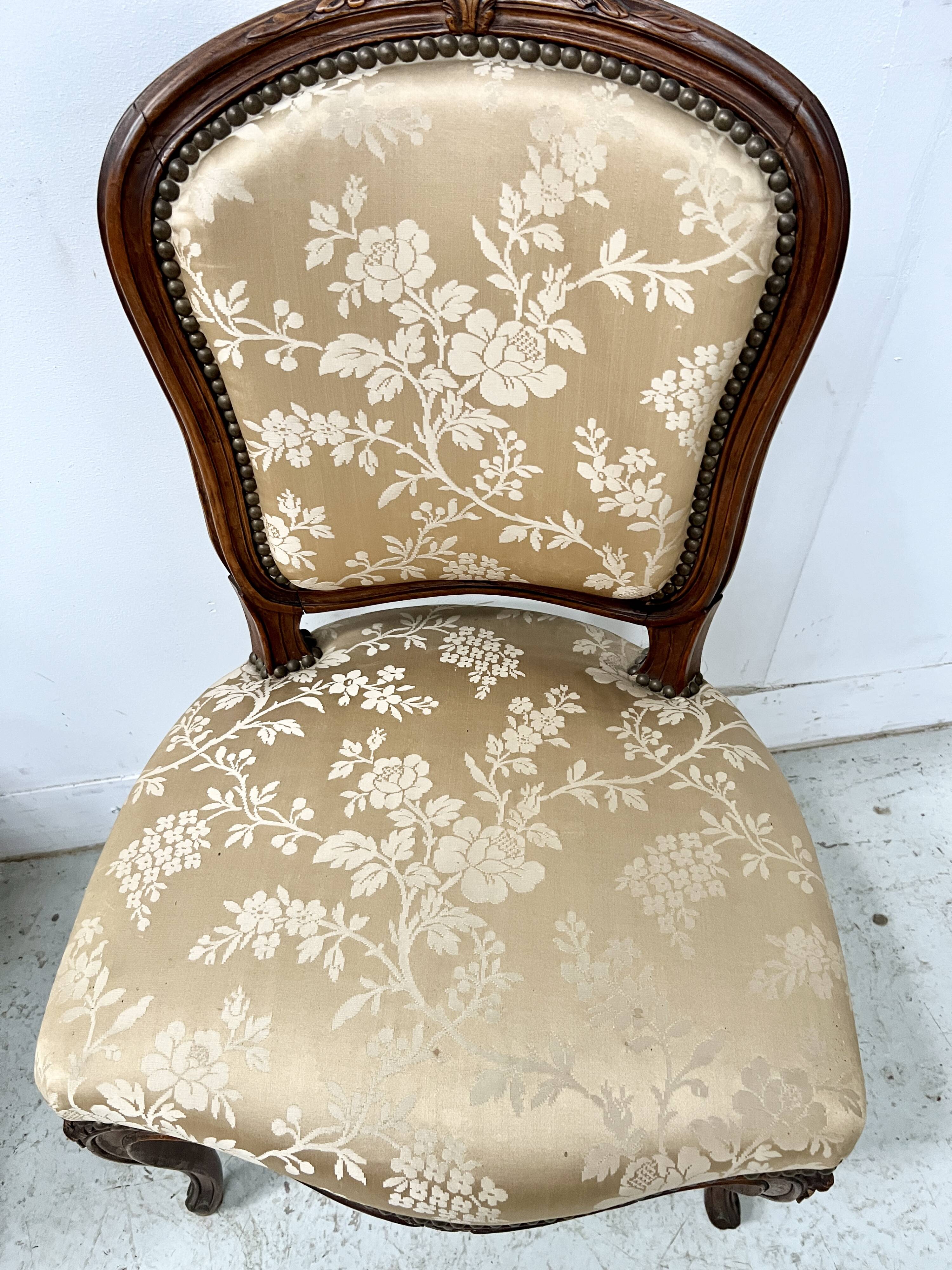 Pair of Louis XV style chairs in solid walnut, 20th century