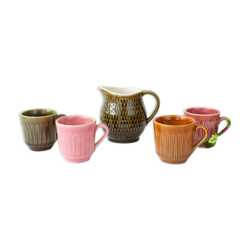 Set of Ceramic Coffee Cups and Milk Jug by Secla, 1970's