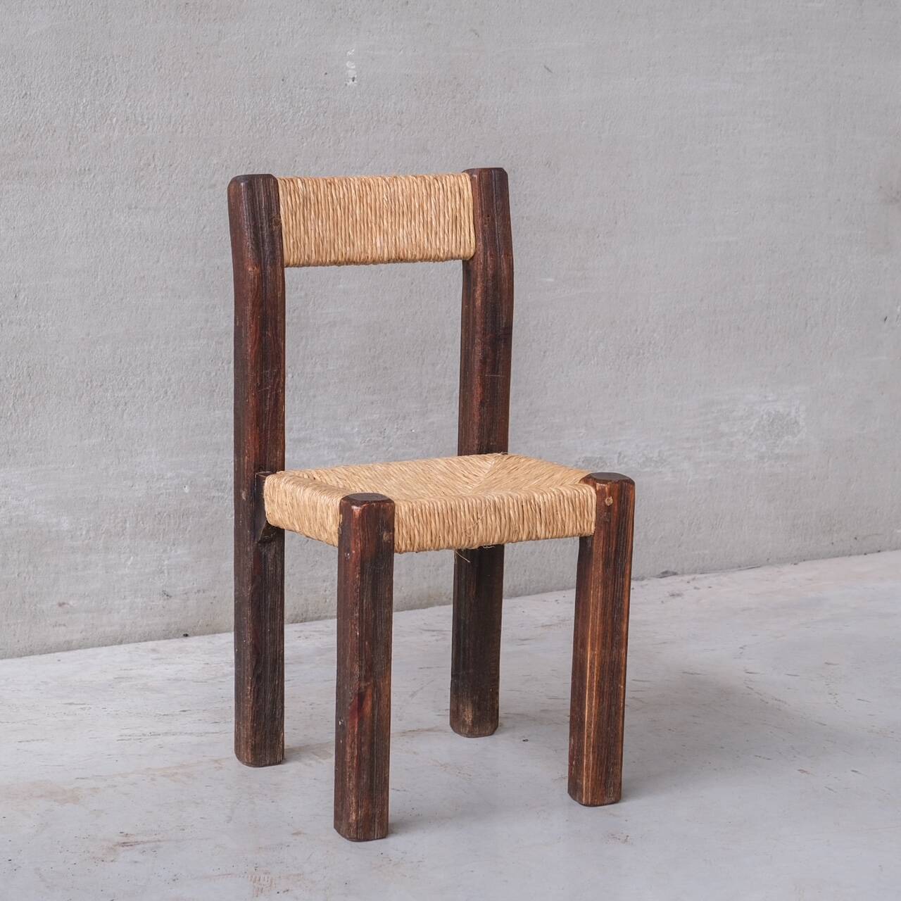 Ensemble de six chaises de salle à manger françaises Chunky Rush du milieu du siècle