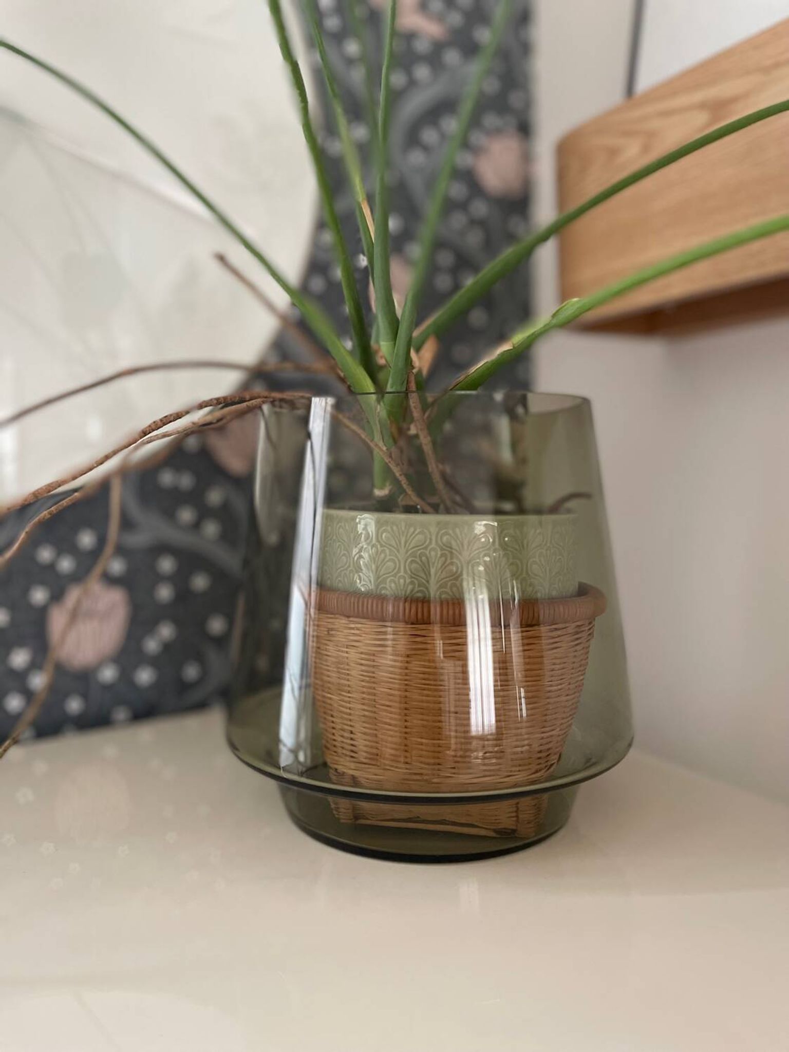 Vintage smoked glass vase/tealight holder