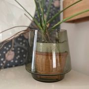 Vintage smoked glass vase/tealight holder