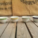 4 badonviller coffee cups colorful and golden decor