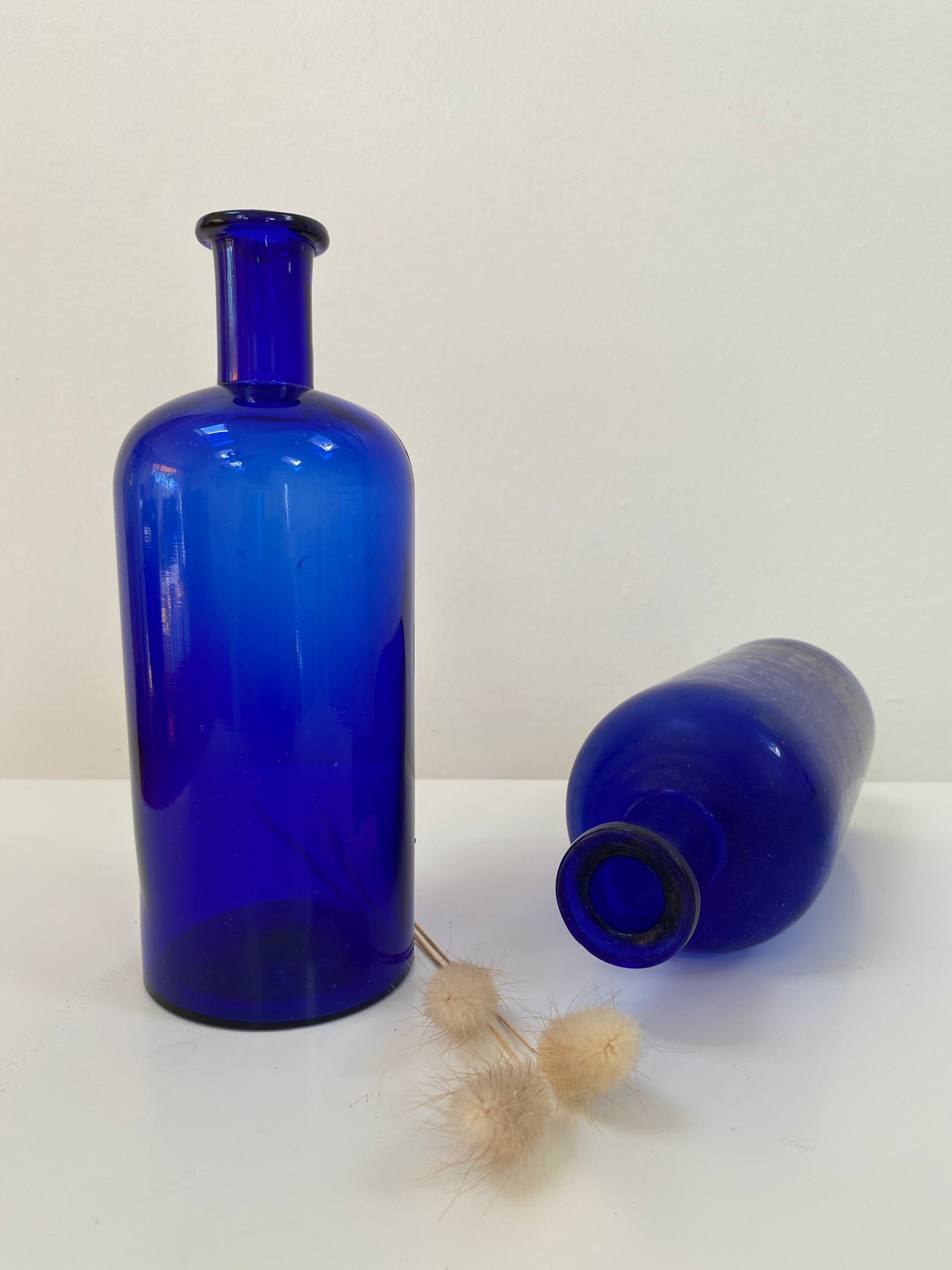 Cobalt blue glass pharmacy bottle