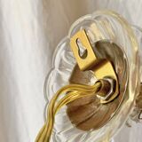 "Pair of vintage glass and brass wall sconces with tassels