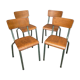 4 industrial chairs vintage school 1950