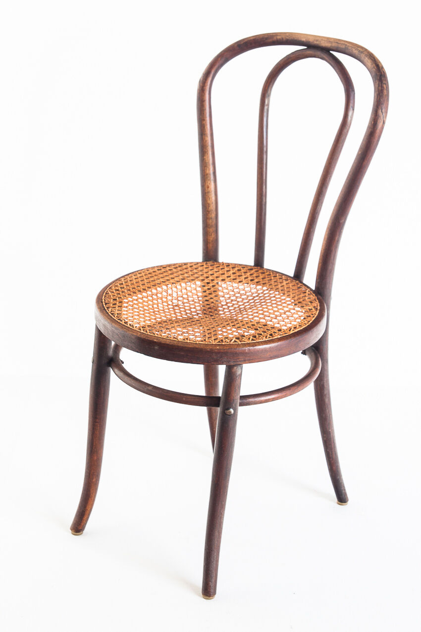 Set of 4 chairs. Bentwood and canning. Vintage. France, 50s