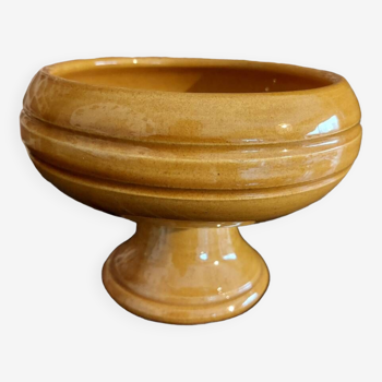 Mustard enameled footed bowl cup