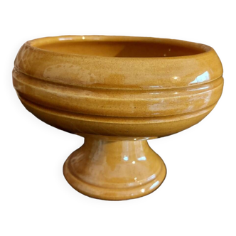 Mustard enameled footed bowl cup