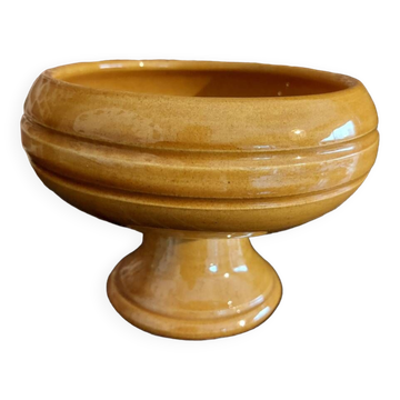 Coupe bol à pied émaillée moutarde