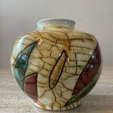 Signed enameled ceramic ball vase