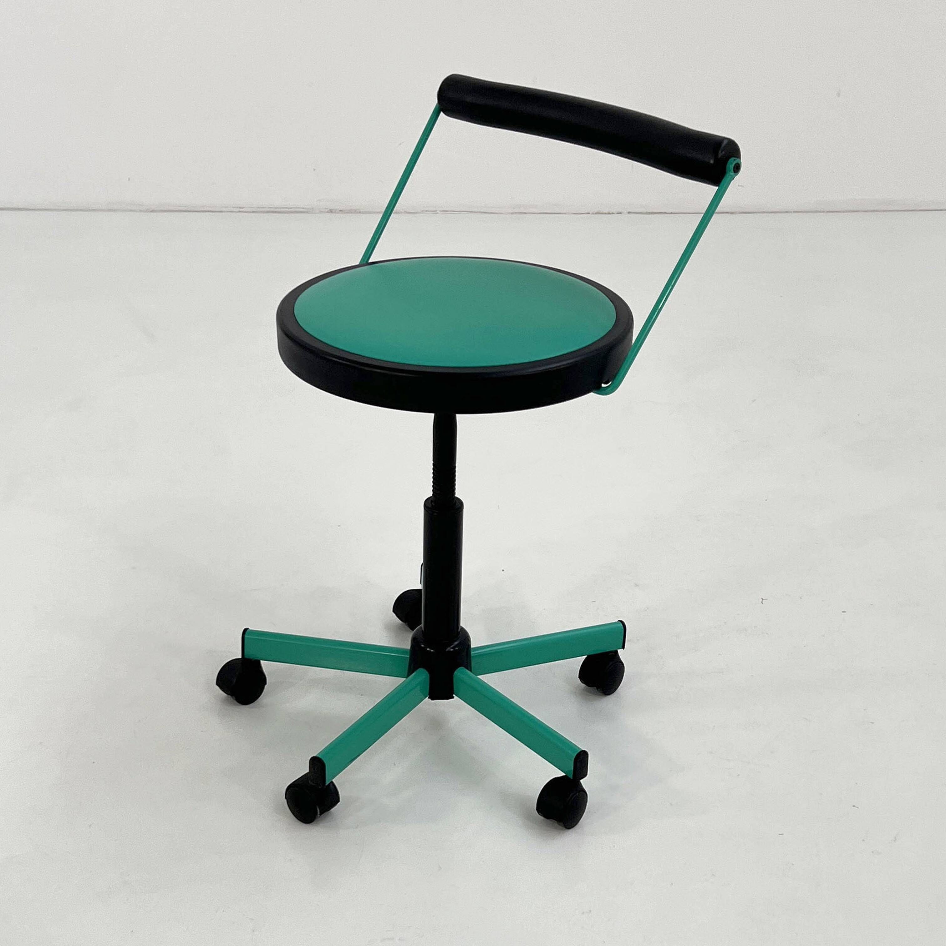 Turquoise adjustable office chair by Bieffeplast, 1980